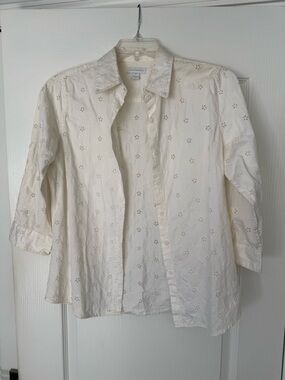 Charter Club Cream Eyelet Cotton Top